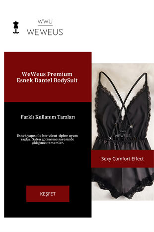 WeWeus Siyah Dantel Esnek Lüks BodySuit Pijama Tulum Gecelik