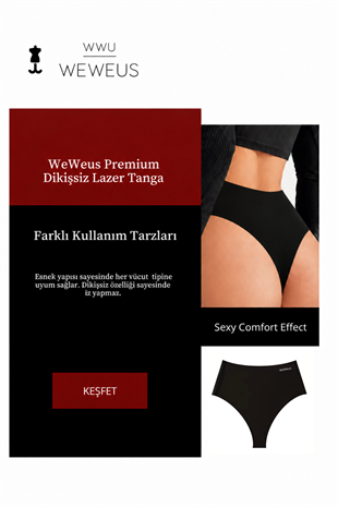 Erdem Siyah  Lazer Kesim Yüksek Bel Tanga 