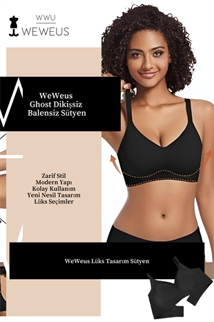Weweus Siyah Ghost Dikişsiz Desteksiz Rahat Sütyen