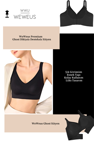 Weweus Siyah Ghost Dikişsiz Desteksiz Rahat Sütyen