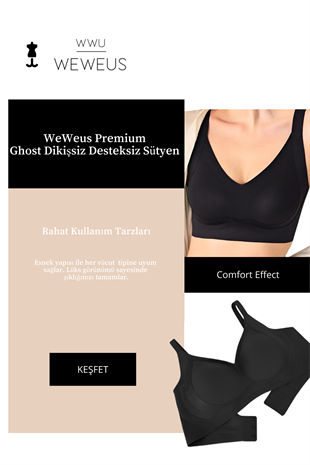 Weweus Siyah Ghost Dikişsiz Desteksiz Rahat Sütyen