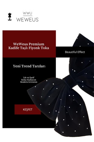 WeWeus Siyah Kadife Taşlı Kurdela Fiyonk Toka