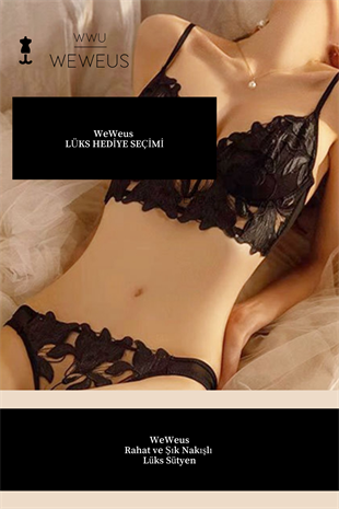 Weweus Siyah Kadın Yaprak Nakışlı Dantelli Sütyen 2300