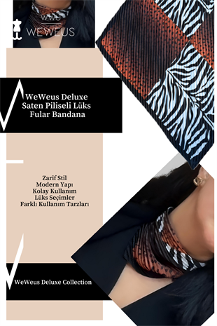 WeWeus Siyah Kahverengi Zebra Puantiyeli Desen Lüks Piliseli Bandana Fular