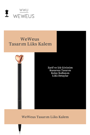 WeWeus Siyah Kalp Tasarım Lüks Tükenmez Kalem
