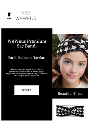 WeWeus Siyah Kışlık Premium Kadın Saç Bandı
