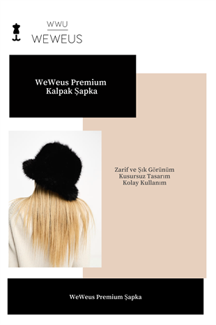 WeWeus Siyah Lüks Tüylü Kürk Görünümlü Kışlık Premium Kadın Kalpak Şapka