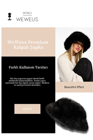 WeWeus Siyah Lüks Tüylü Kürk Görünümlü Kışlık Premium Kadın Kalpak Şapka