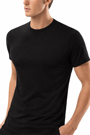 WeWeus Siyah Micro Modal Premium Erkek T-Shirt 1134