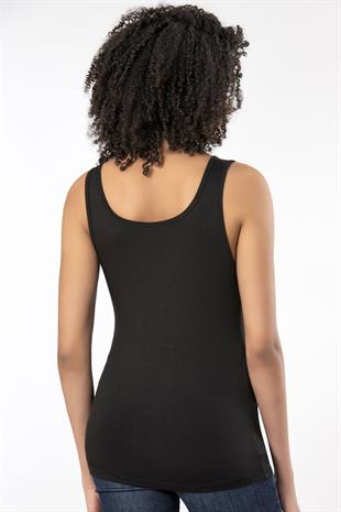 Weweus Siyah Micro Modal Premium Kadın Atlet Tshirt Body 2110