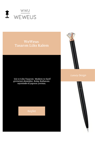 WeWeus Siyah Mini Kristal Tasarım Lüks Tükenmez Kalem