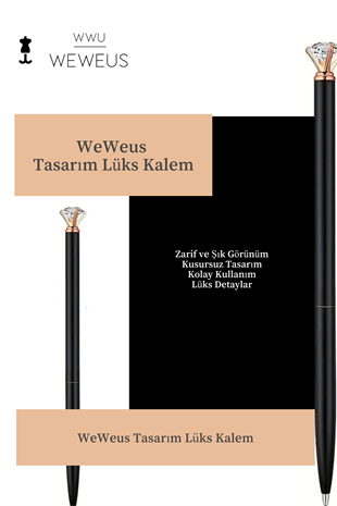 WeWeus Siyah Mini Kristal Tasarım Lüks Tükenmez Kalem