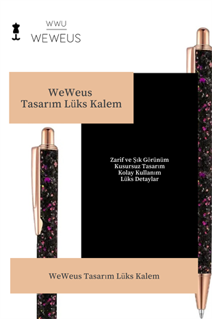 WeWeus Siyah Mor Pullu Tasarım Lüks Tükenmez Kalem