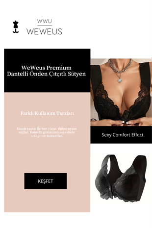 Weweus Siyah Kadın Dantelli Push Up Toparlayıcı Sütyen