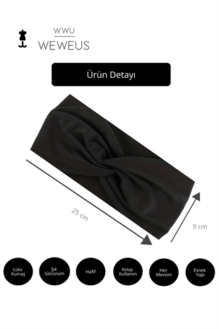 WeWeus Siyah Premium Dar Kadın Saç Bandı