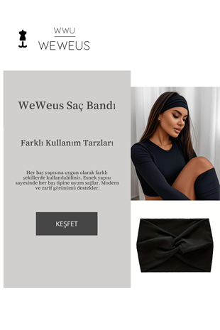 WeWeus Siyah Premium Dar Kadın Saç Bandı