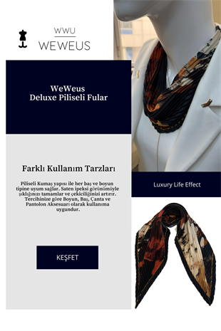 WeWeus Sonbahar Yaprak Desen Lüks Piliseli Bandana Fular