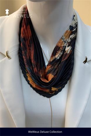 WeWeus Sonbahar Yaprak Desen Lüks Piliseli Bandana Fular