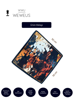 WeWeus Sonbahar Yaprak Desen Lüks Saten Bandana Fular