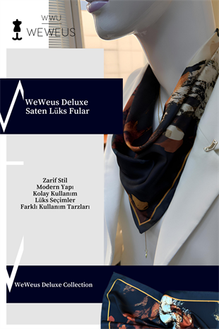 WeWeus Sonbahar Yaprak Desen Lüks Saten Bandana Fular