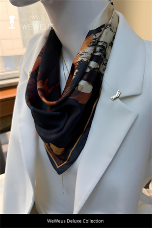 WeWeus Sonbahar Yaprak Desen Lüks Saten Bandana Fular
