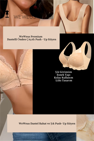Weweus Ten Rengi Önden Çıtçıtlı Dantelli Push Up Toparlayıcı Sütyen