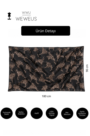 WeWeus Ultra Lüks Kaplan Desen Tek Omuz Şalı & Fular 90x180 cm