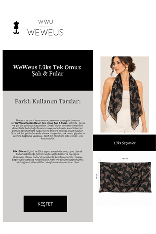 WeWeus Ultra Lüks Kaplan Desen Tek Omuz Şalı & Fular 90x180 cm