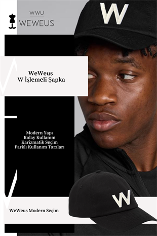 WeWeus Unisex Kadın Erkek Beyaz W İşlemeli Siyah Lüks Şapka