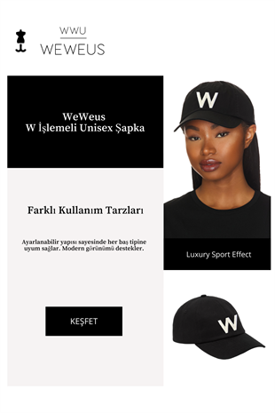 WeWeus Kadın Beyaz W İşlemeli Siyah Lüks Spor Şapka
