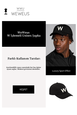 WeWeus Unisex Kadın Erkek Beyaz W İşlemeli Siyah Lüks Şapka