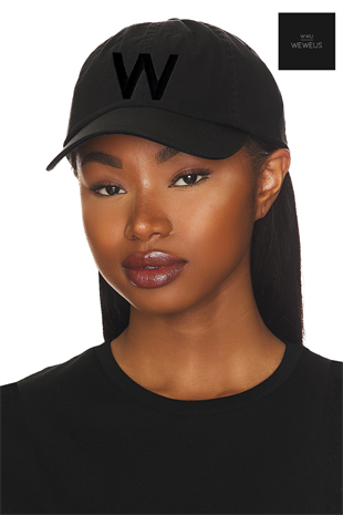 WeWeus Kadın Siyah W İşlemeli Siyah Lüks Spor Şapka
