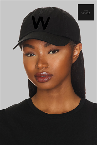 WeWeus Kadın Siyah W İşlemeli Siyah Lüks Spor Şapka