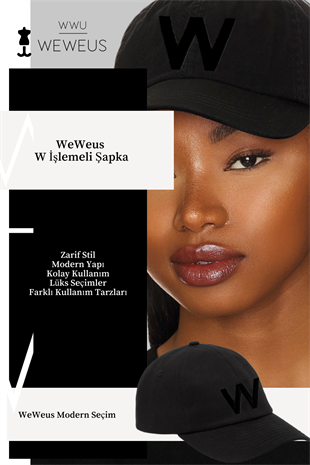 WeWeus Kadın Siyah W İşlemeli Siyah Lüks Spor Şapka