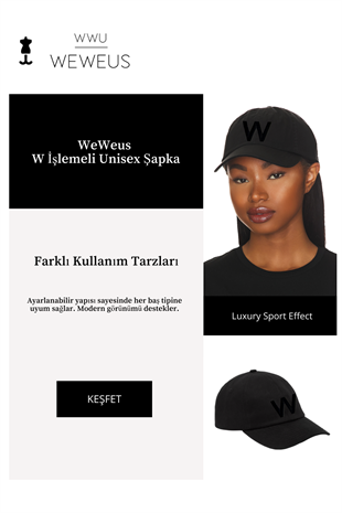 WeWeus Kadın Siyah W İşlemeli Siyah Lüks Spor Şapka