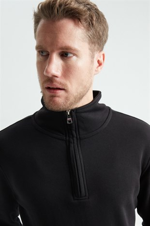 Weweus Siyah Yarım Fermuarlı Sweatshirt 223