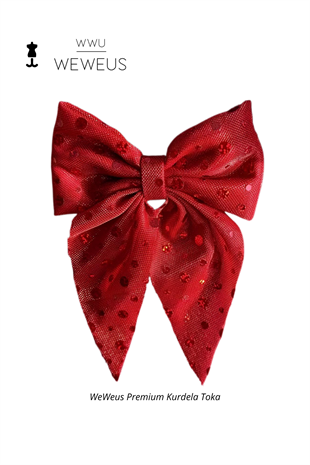 WeWeus Yeni Yıl Kırmızı Pullu Kurdela Fiyonk Toka