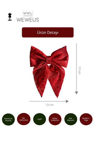 WeWeus Yeni Yıl Kırmızı Pullu Kurdela Fiyonk Toka
