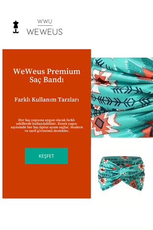 WeWeus Yeşil Baklava Desen Premium Kadın Saç Bandı
