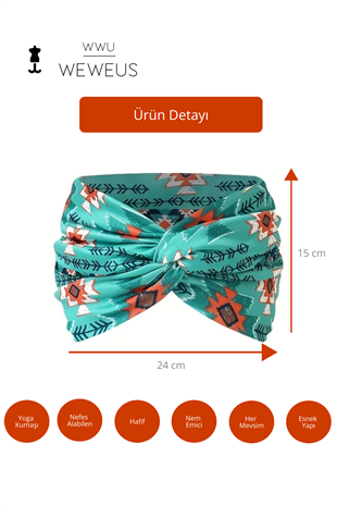 WeWeus Yeşil Baklava Desen Premium Kadın Saç Bandı