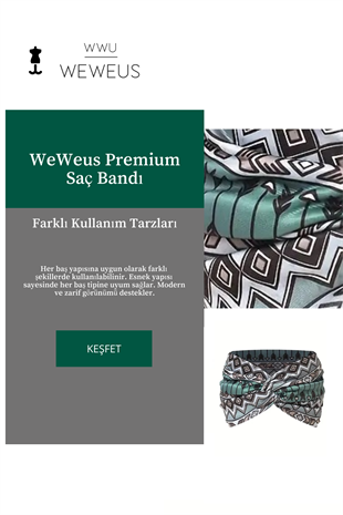 WeWeus Yeşil Zikzak Desen Premium Kadın Saç Bandı
