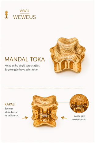 WeWeus Yıldız Gold Parlak Sarı Metal Mini Premium Mandal Toka