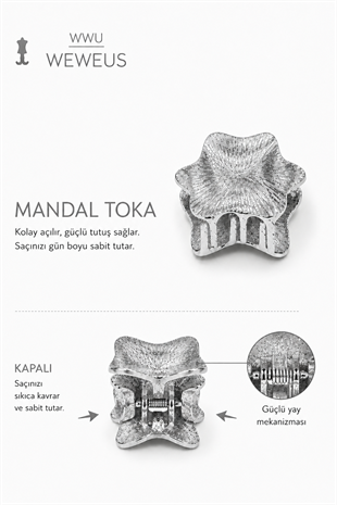 WeWeus Yıldız Gri Parlak Metal Mini Premium Mandal Toka