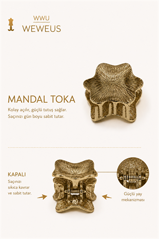 WeWeus Yıldız Koyu Gold Parlak Metal Mini Premium Mandal Toka