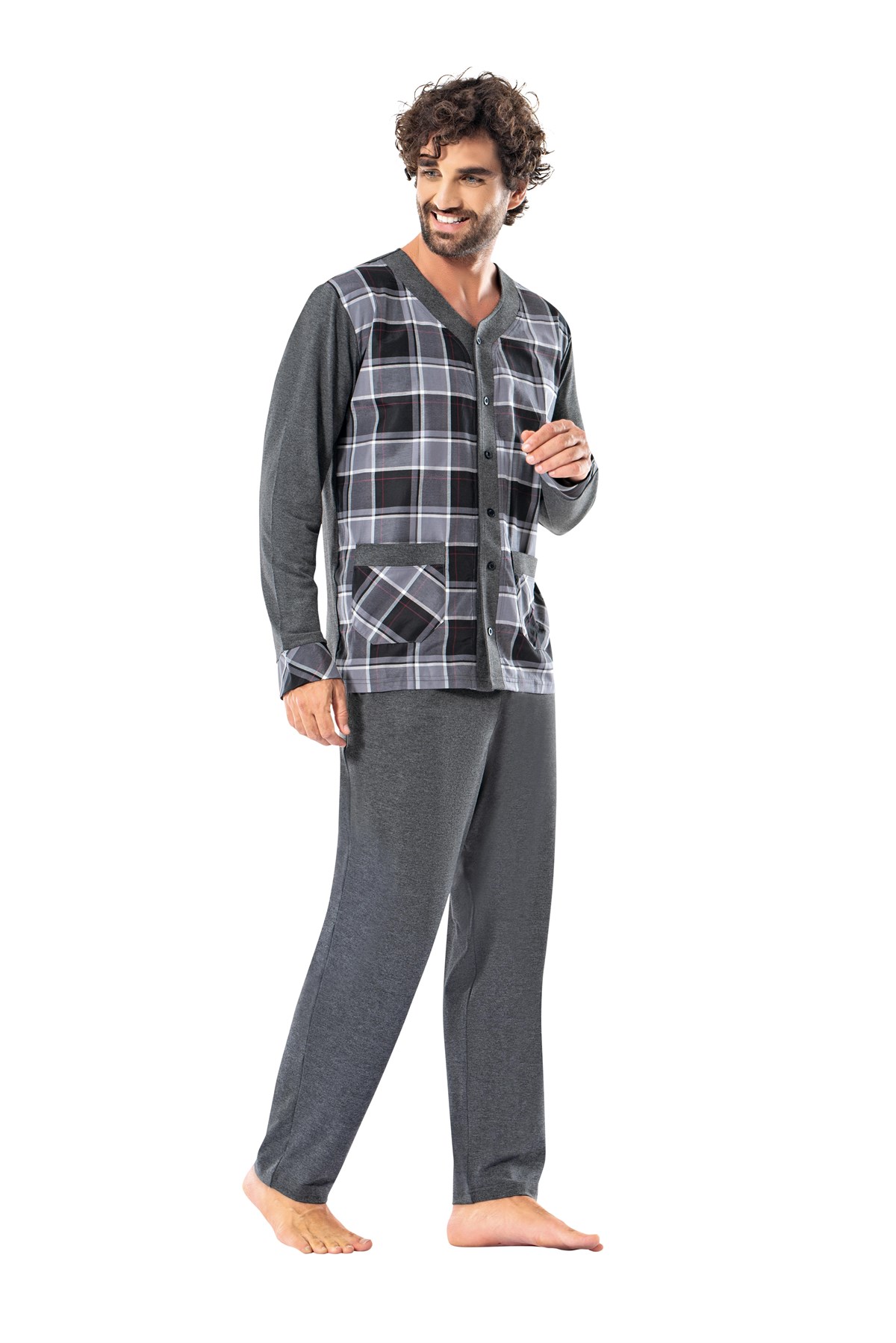 Erdem Erkek Kışlık Önden Düğmeli Pijama: Erdem İç Giyim