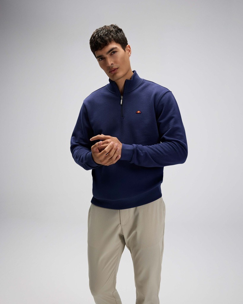 Ellesse EM580-NV Erkek Lacivert Yarım Fermuarlı Sweat
