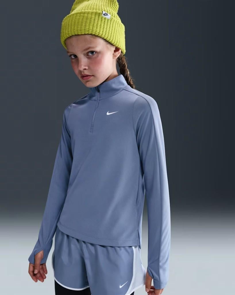 Nike FD2853-499 Dri-FIT Uzun Kollu Çeyrek Fermuarlı Kız Çocuk Üstü - Lila