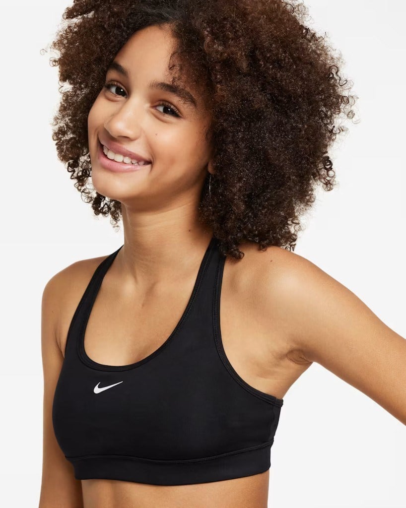 Nike FJ7161-010 Swoosh Kızlar Spor Sütyeni - Siyah