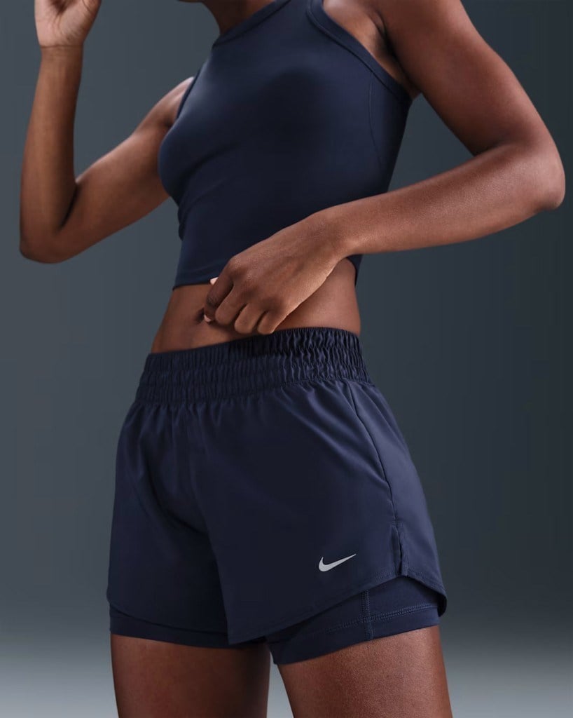 Nike One DX6012-410 Kadın Dri-FIT Orta Bel Taytlı Şort - Midnight Navy