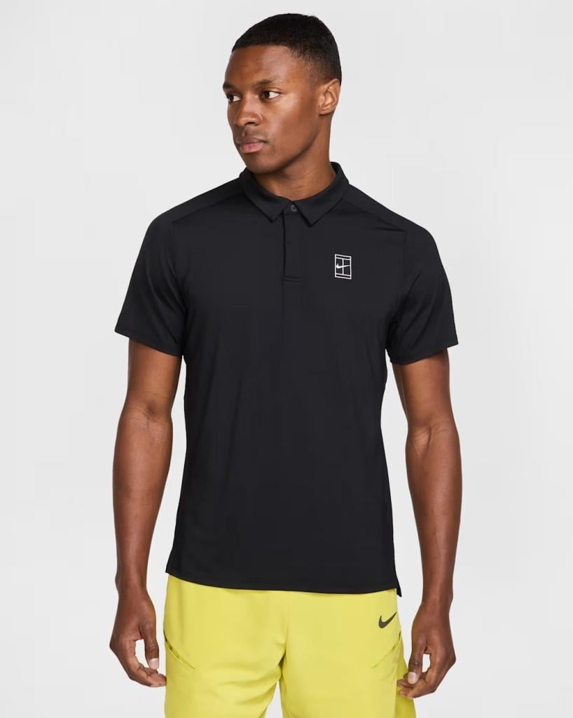 NikeCourt FZ6907-010 Advantage Dri-FIT Erkek Tenis Polo Tişört - Siyah